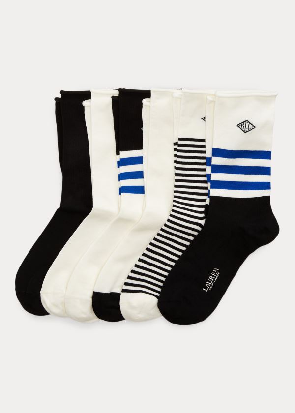 Women's Ralph Lauren Striped Roll-Top 6-Pack Socks | 850462KNX